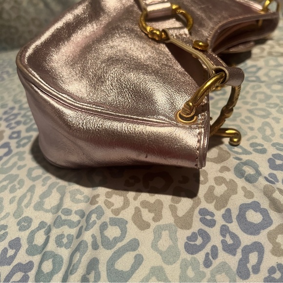 Vintage Pink Silver Juicy Couture Purse Y2K Shoulder Bag Handbag Satchel Heart - Picture 11 of 12
